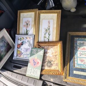 Gold and Brown Framed Floral Art Set